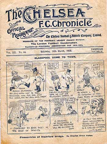 programme cover for Chelsea v Blackpool, 14th Mar 1925