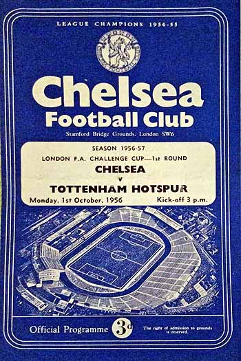 programme cover for Chelsea v Tottenham Hotspur, Monday, 1st Oct 1956