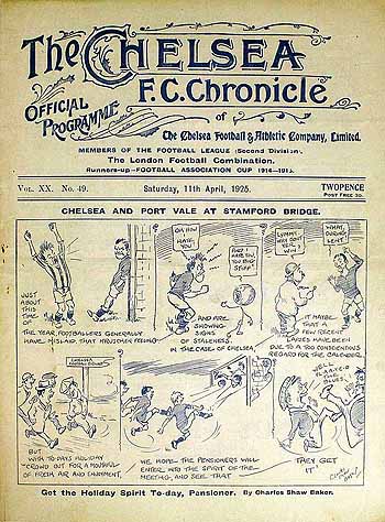 programme cover for Chelsea v Port Vale, 11th Apr 1925