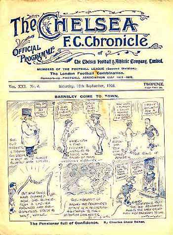 programme cover for Chelsea v Barnsley, 12th Sep 1925