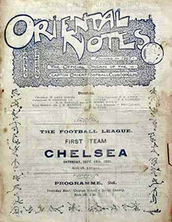 programme cover for Clapton Orient v Chelsea, 19th Sep 1925