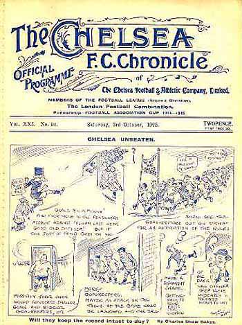 programme cover for Chelsea v Hull City, 3rd Oct 1925