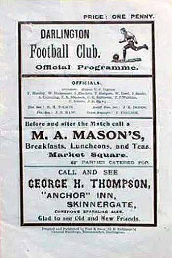 programme cover for Darlington v Chelsea, 10th Oct 1925