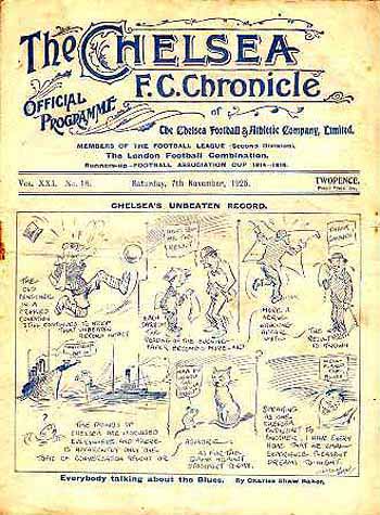 programme cover for Chelsea v Stockport County, 7th Nov 1925