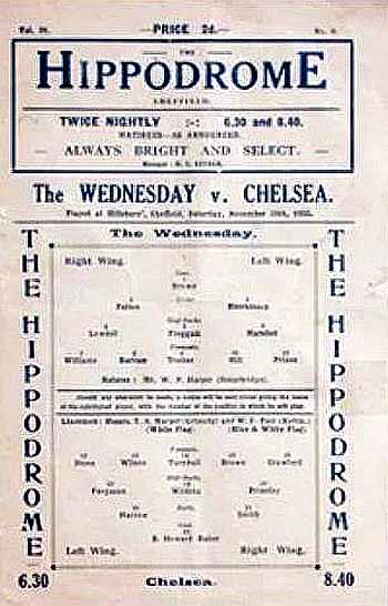 programme cover for The Wednesday v Chelsea, 28th Nov 1925
