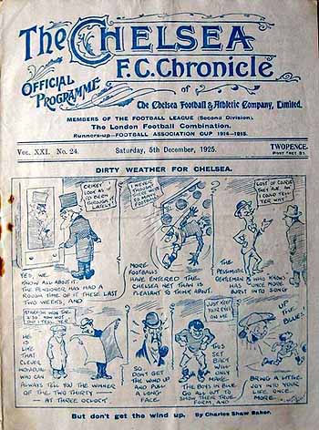 programme cover for Chelsea v Stoke City, 5th Dec 1925