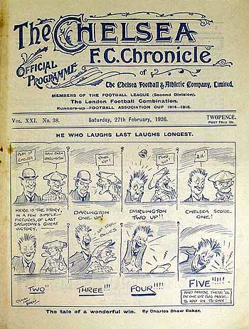 programme cover for Chelsea v South Shields, 27th Feb 1926