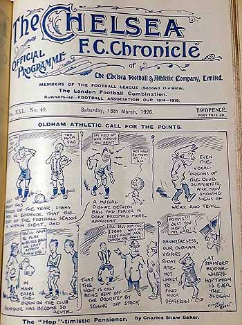 programme cover for Chelsea v Oldham Athletic, 13th Mar 1926