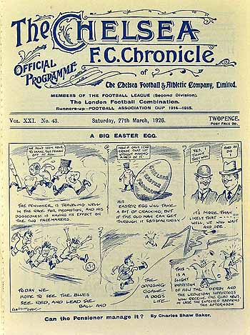 programme cover for Chelsea v Wolverhampton Wanderers, 27th Mar 1926