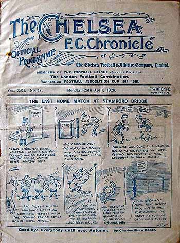 programme cover for Chelsea v Derby County, 26th Apr 1926