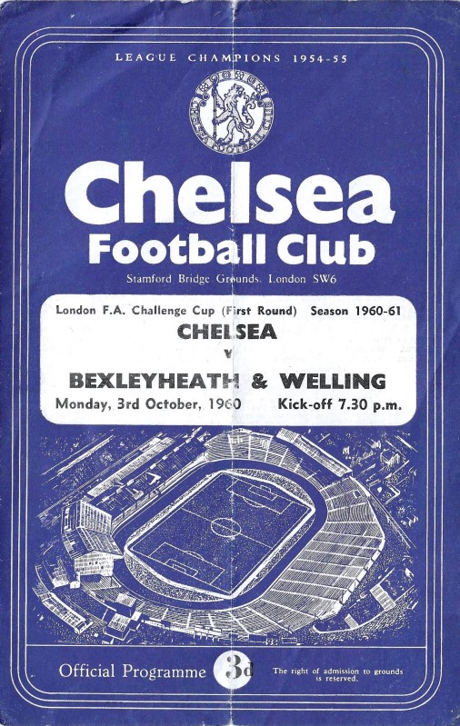 programme cover for Chelsea v Bexleyheath & Welling, 3rd Oct 1960