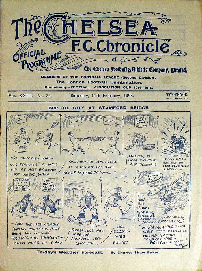 programme cover for Chelsea v Bristol City, Saturday, 11th Feb 1928