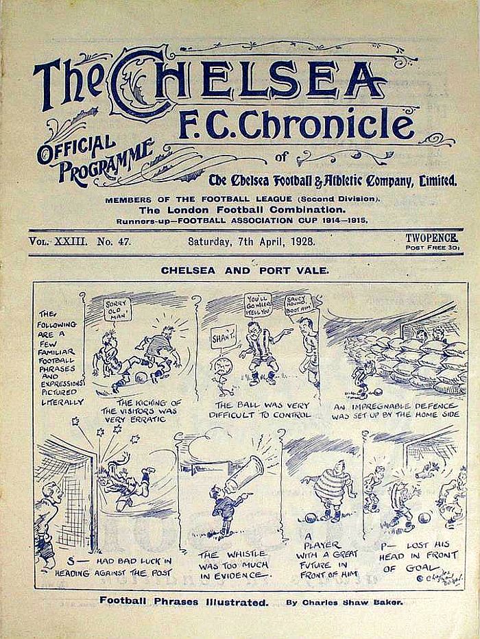 programme cover for Chelsea v Port Vale, 7th Apr 1928