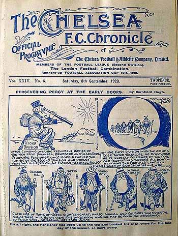 programme cover for Chelsea v Middlesbrough, Saturday, 8th Sep 1928