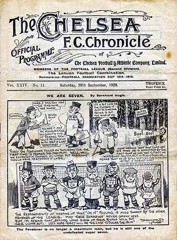 programme cover for Chelsea v Nottingham Forest, 29th Sep 1928