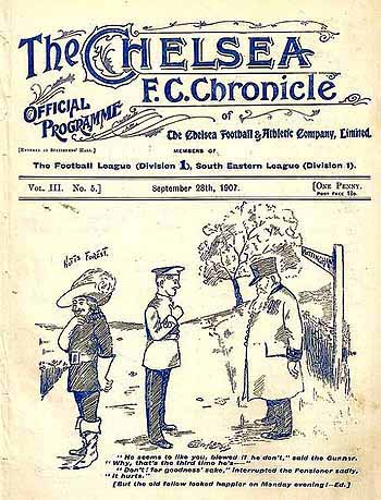 programme cover for Chelsea v Manchester United, 28th Sep 1907