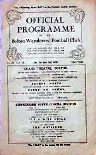 programme cover for Bolton Wanderers v Chelsea, 1st Jan 1932