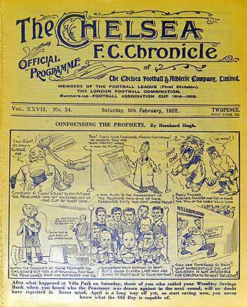 programme cover for Chelsea v Leicester City, Saturday, 6th Feb 1932