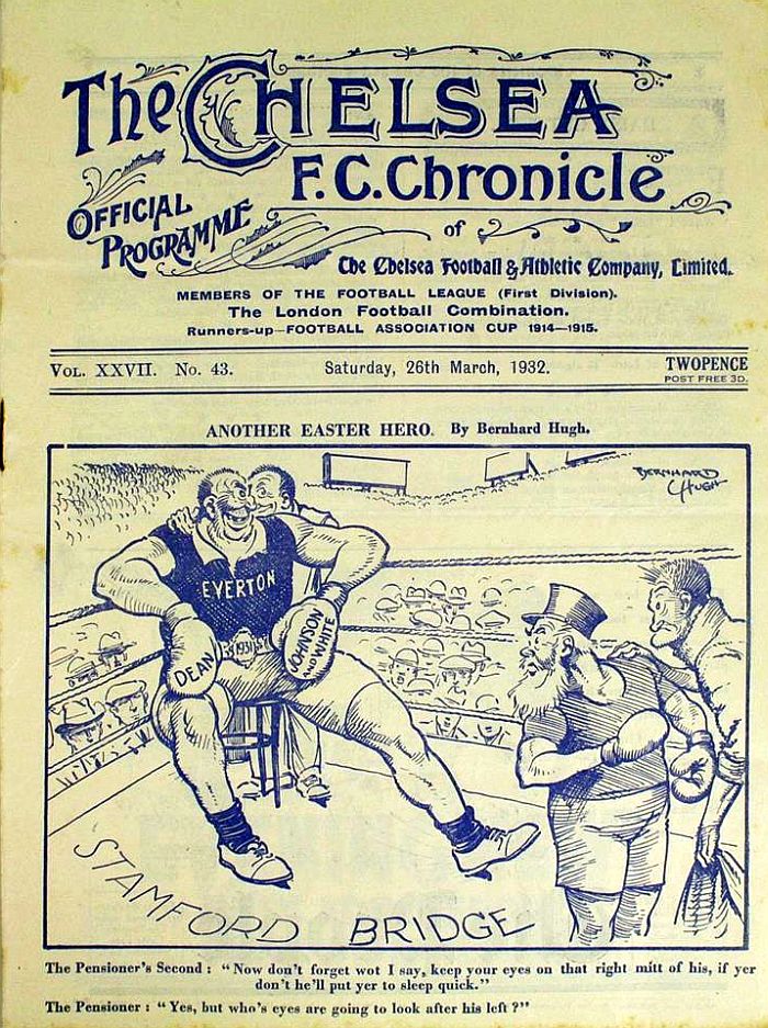 programme cover for Chelsea v Everton, Saturday, 26th Mar 1932