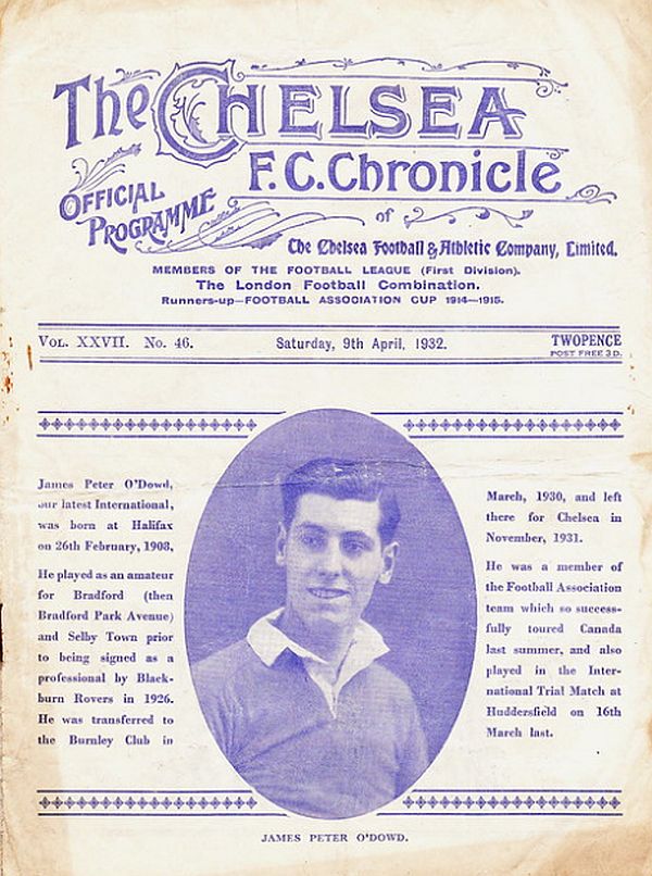 programme cover for Chelsea v Sheffield United, 9th Apr 1932