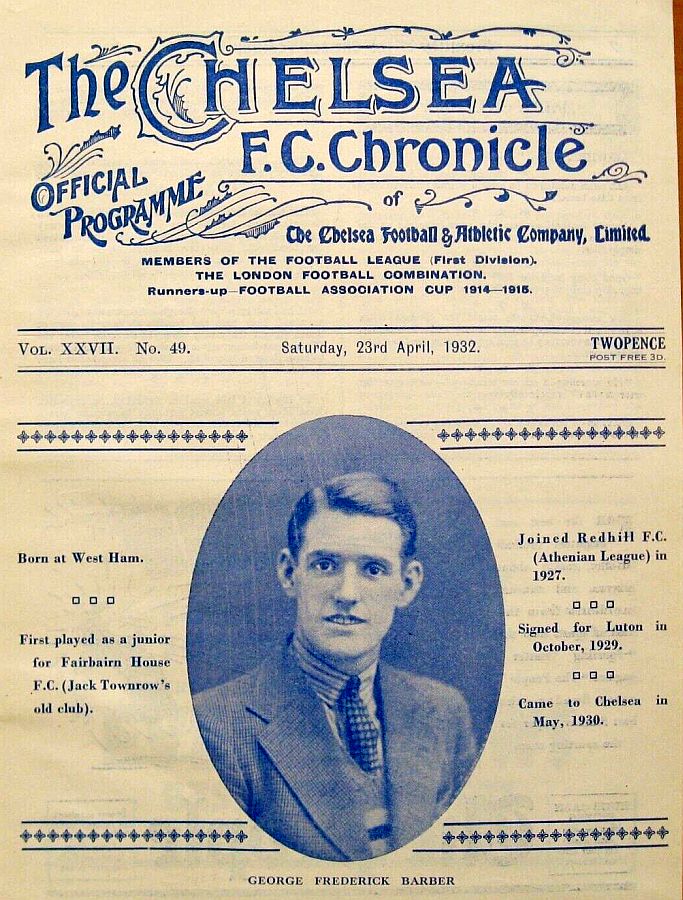 programme cover for Chelsea v West Bromwich Albion, 23rd Apr 1932