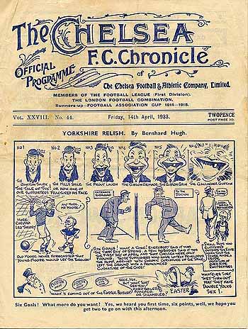 programme cover for Chelsea v Leicester City, Friday, 14th Apr 1933