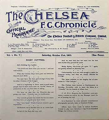 programme cover for Chelsea v Chesterfield Town, 21st Oct 1905