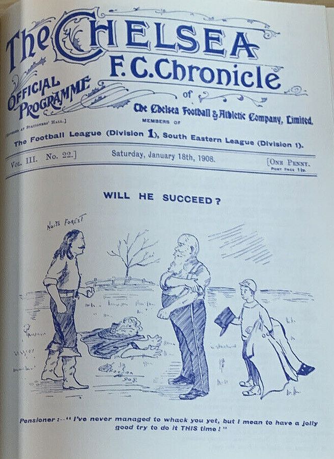 programme cover for Chelsea v Nottingham Forest, 18th Jan 1908