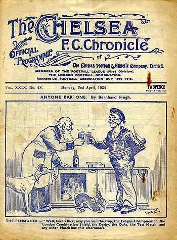 programme cover for Chelsea v Portsmouth, Monday, 2nd Apr 1934