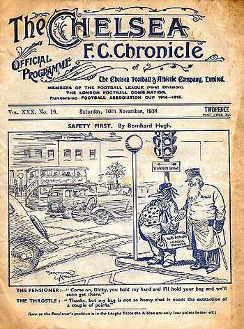 programme cover for Chelsea v West Bromwich Albion, Saturday, 10th Nov 1934