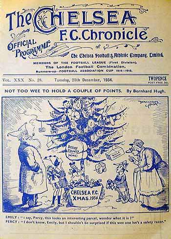 programme cover for Chelsea v Aston Villa, Tuesday, 25th Dec 1934