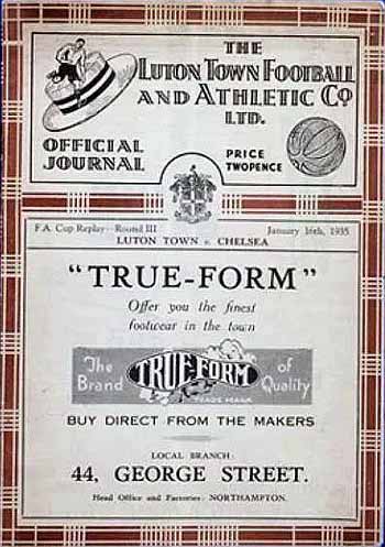 programme cover for Luton Town v Chelsea, Wednesday, 16th Jan 1935