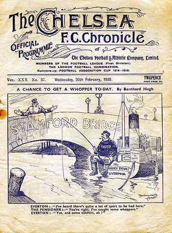 programme cover for Chelsea v Everton, Wednesday, 20th Feb 1935