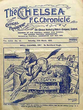 programme cover for Chelsea v Blackburn Rovers, Saturday, 30th Mar 1935