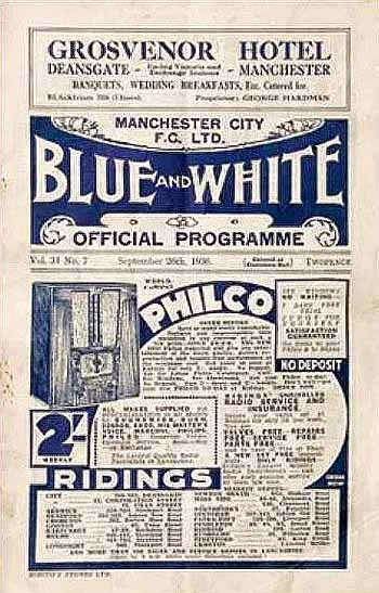 programme cover for Manchester City v Chelsea, Saturday, 26th Sep 1936