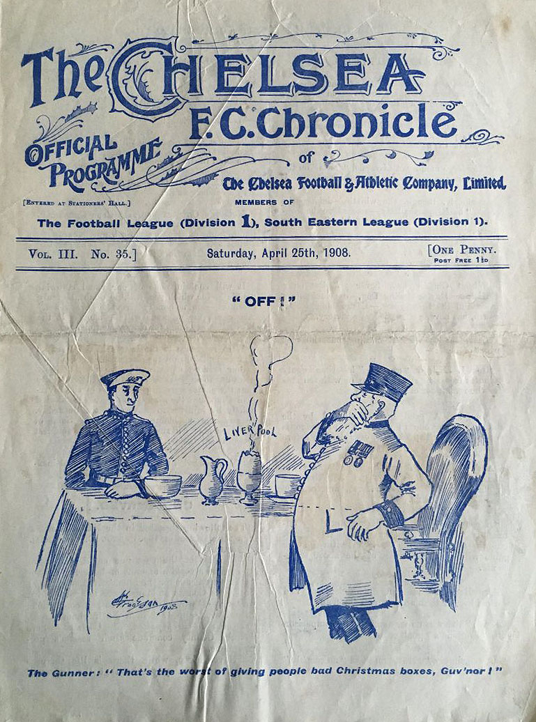 programme cover for Chelsea v Aston Villa, 25th Apr 1908