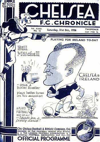 programme cover for Chelsea v Derby County, Saturday, 31st Oct 1936