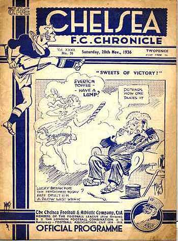 programme cover for Chelsea v Everton, Saturday, 28th Nov 1936