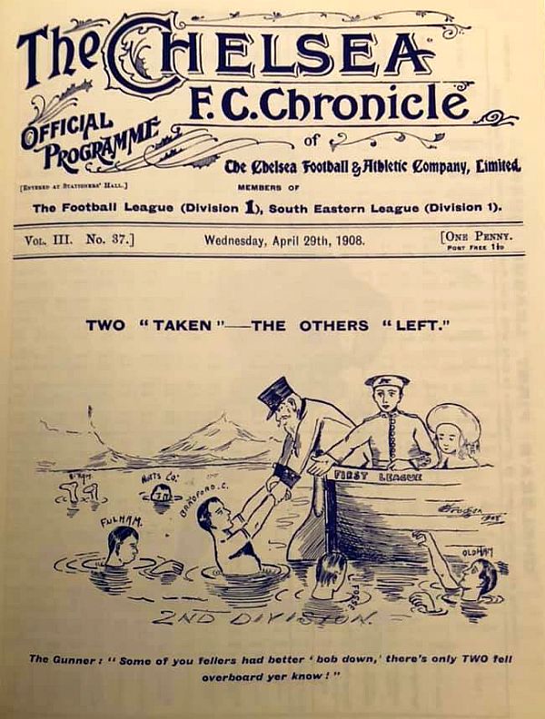 programme cover for Chelsea v Notts County, Wednesday, 29th Apr 1908