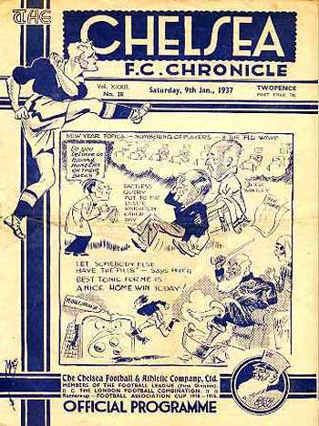 programme cover for Chelsea v Middlesbrough, Saturday, 9th Jan 1937