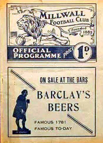 programme cover for Millwall v Chelsea, 30th Jan 1937