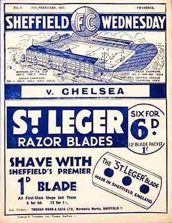programme cover for Sheffield Wednesday v Chelsea, Saturday, 20th Feb 1937