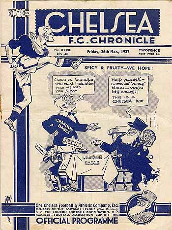 programme cover for Chelsea v Charlton Athletic, 26th Mar 1937