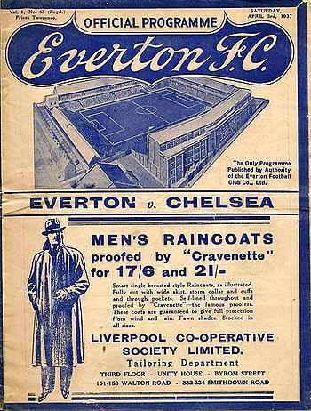 programme cover for Everton v Chelsea, Saturday, 3rd Apr 1937