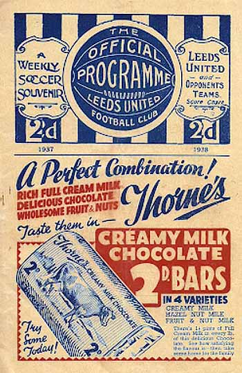 programme cover for Leeds United v Chelsea, Wednesday, 1st Sep 1937