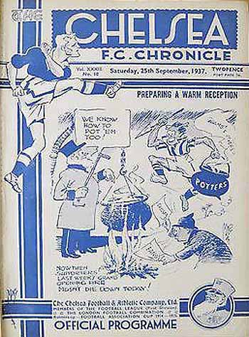 programme cover for Chelsea v Stoke City, Saturday, 25th Sep 1937