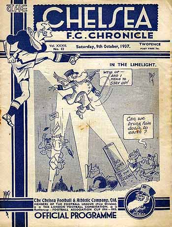 programme cover for Chelsea v Arsenal, Saturday, 9th Oct 1937