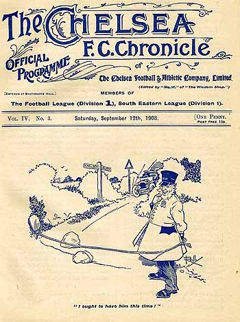 programme cover for Chelsea v Bury, 12th Sep 1908
