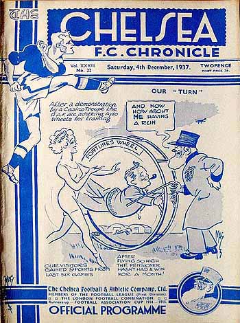 programme cover for Chelsea v Huddersfield Town, Saturday, 4th Dec 1937