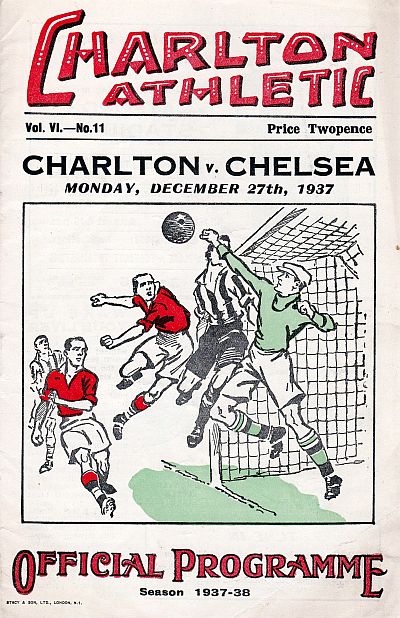 programme cover for Charlton Athletic v Chelsea, Monday, 27th Dec 1937
